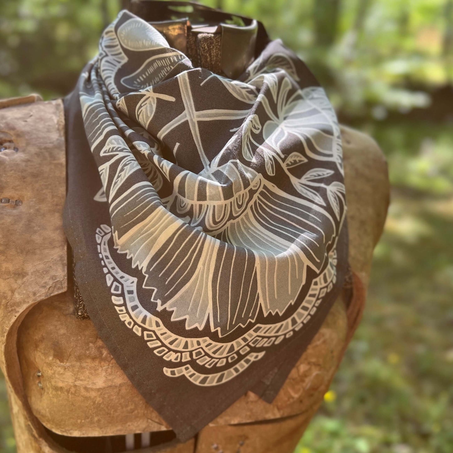 grey floral bandana scarf