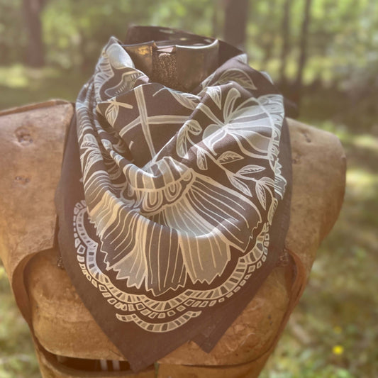 grey floral bandana scarf