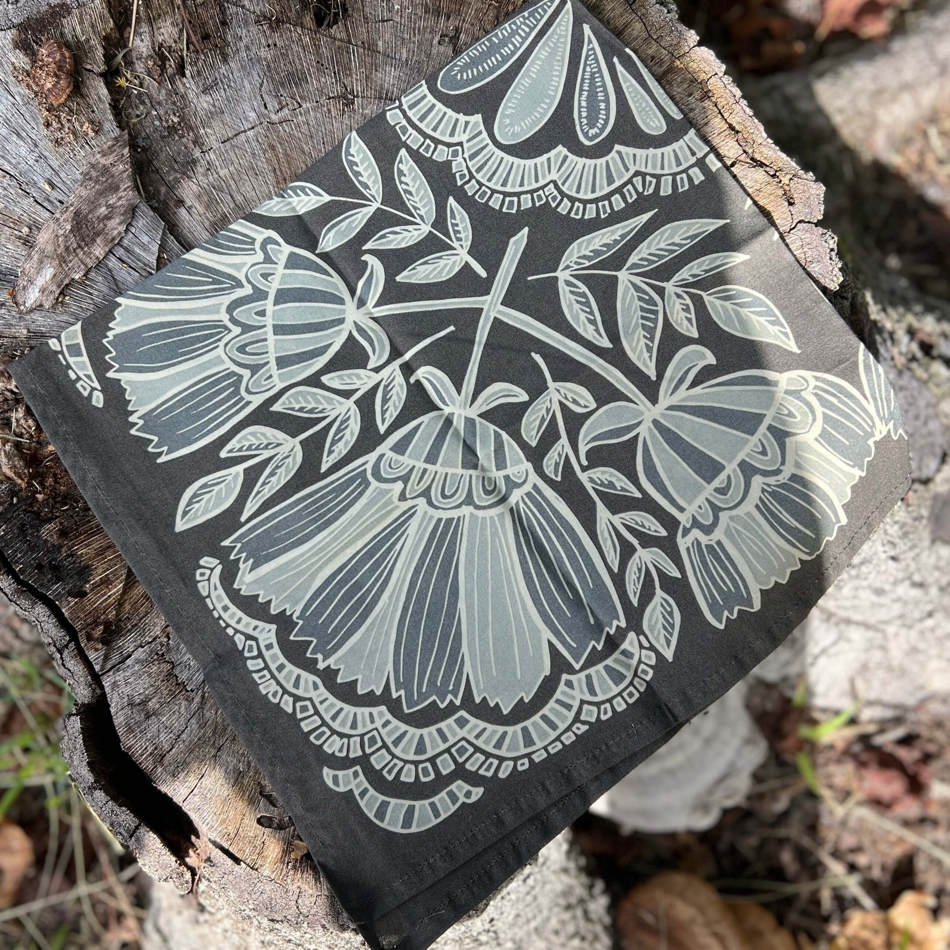 bandana scarf in grey floral