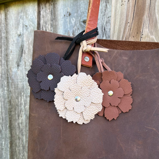 leather flower purse charm