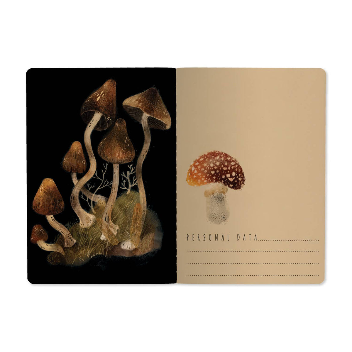 inside of mushroom journal notebook