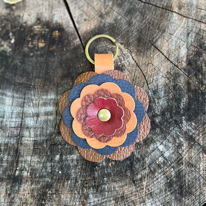 layered leather flower in autumn colors