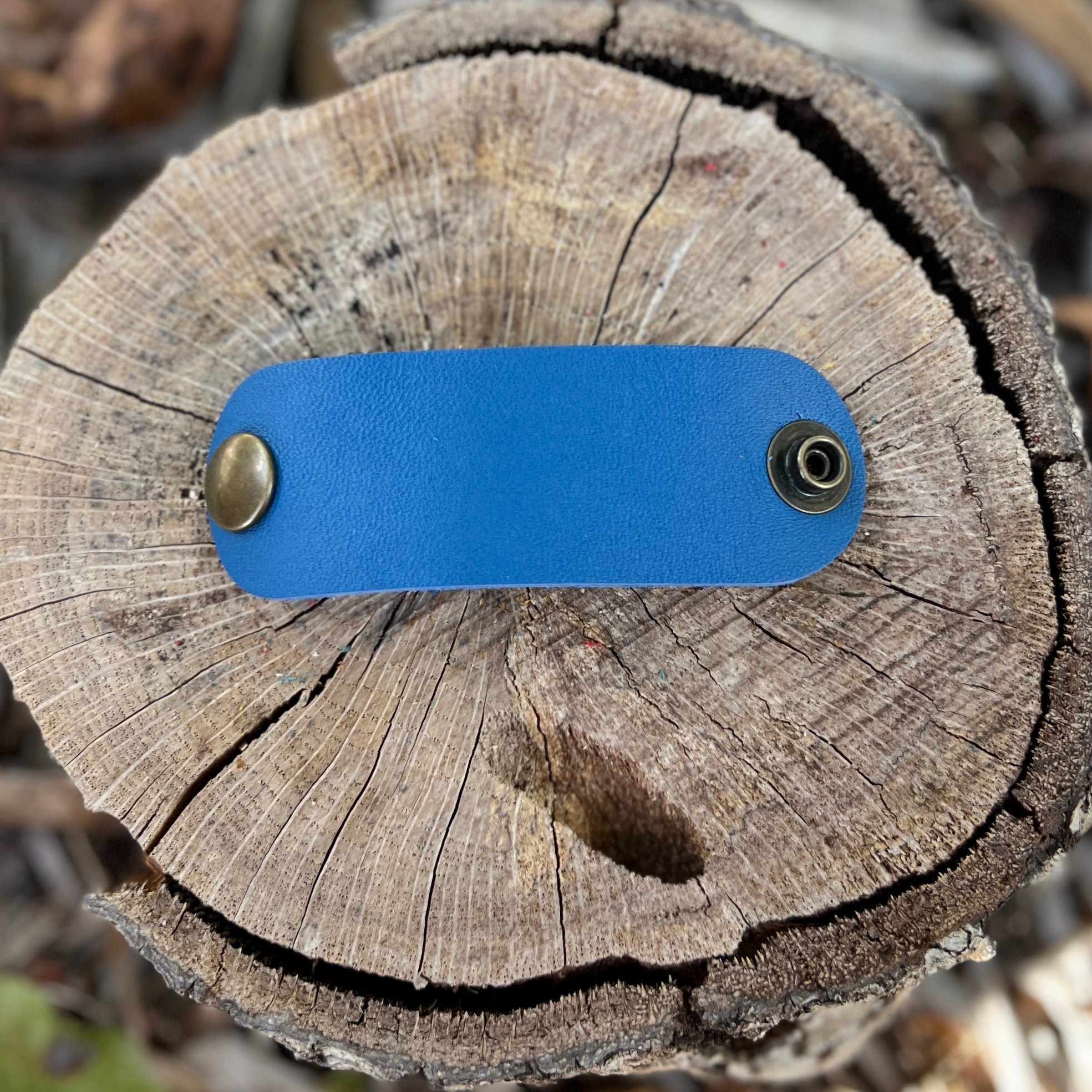 leather bandana slide in royal blue
