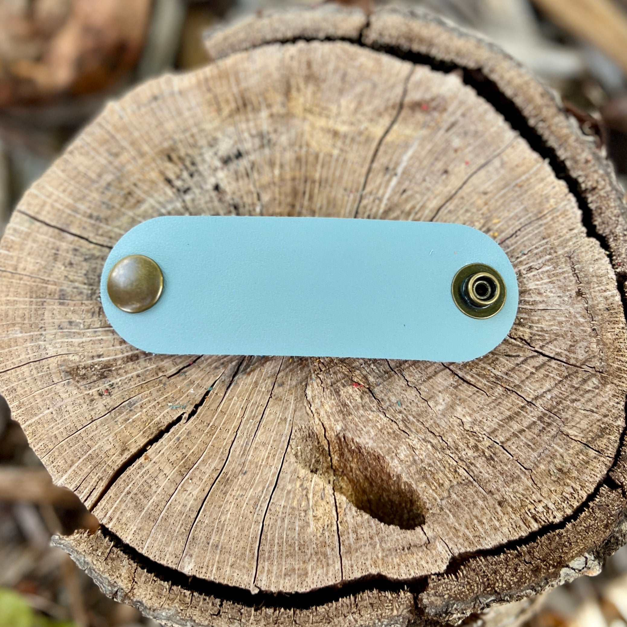 leather bandana slide in steel blue