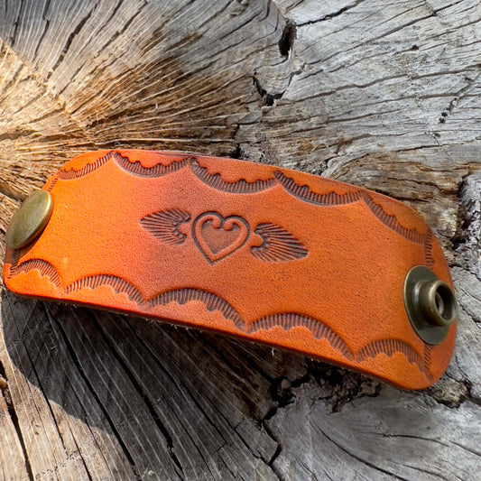 leather bandana slide with heart