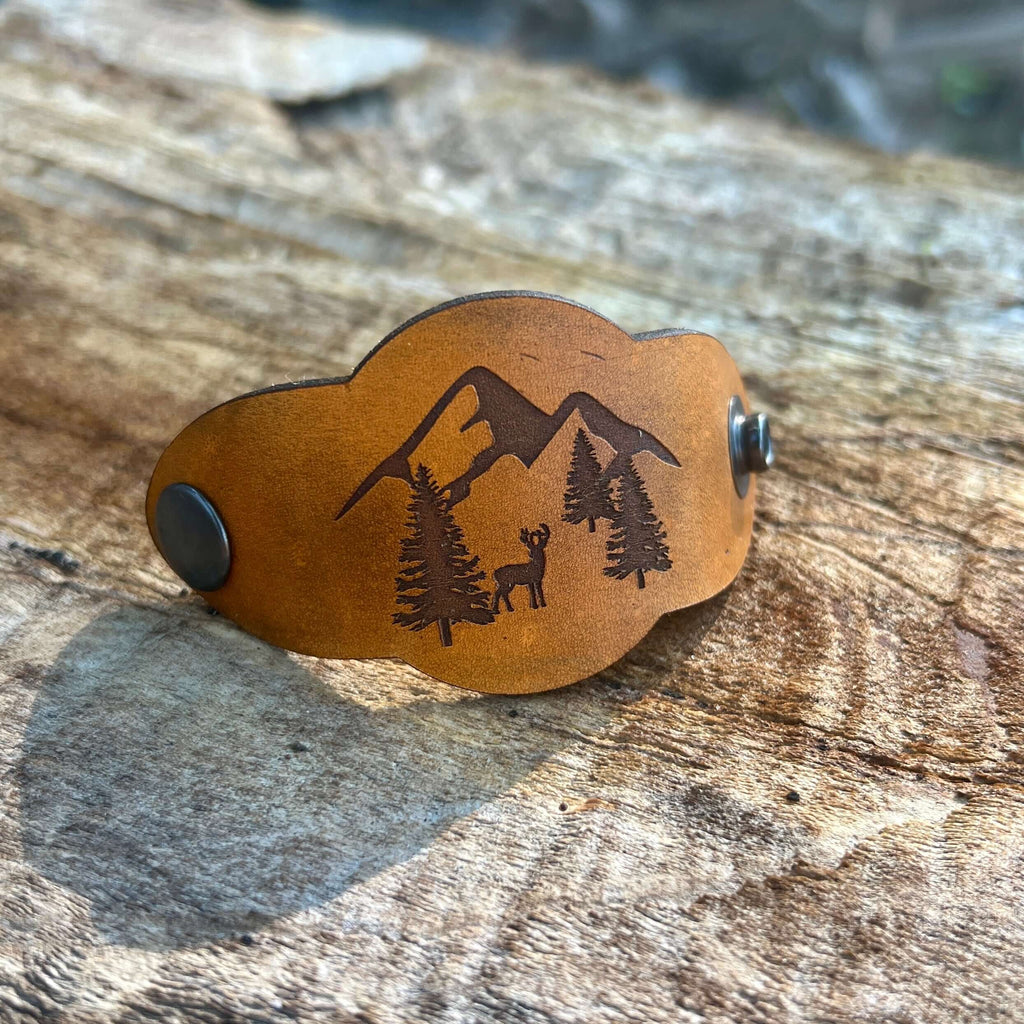 Bandana Slide - Vintage Tan Leather - Mountains