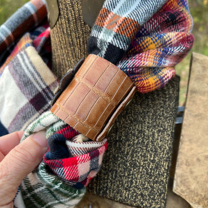 leather scarf cuff with flower