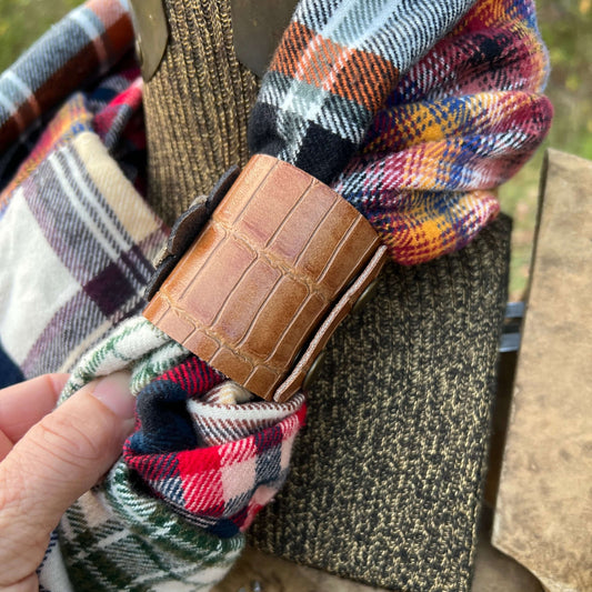 leather scarf cuff with flower
