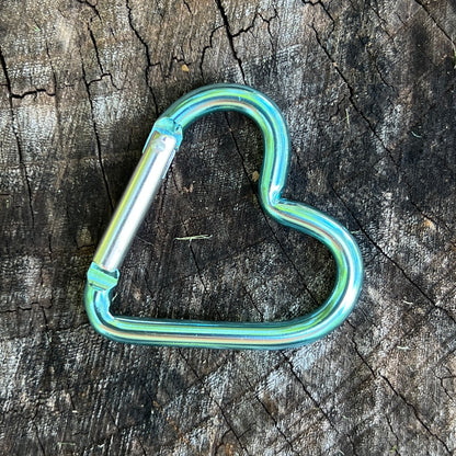 light blue  heart-shaped carabiner
