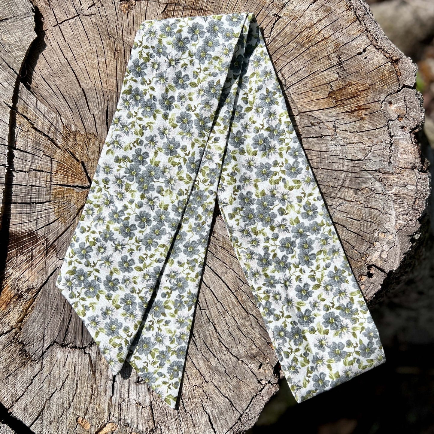Slim Floral Scarf - Soft Blue and Green Floral