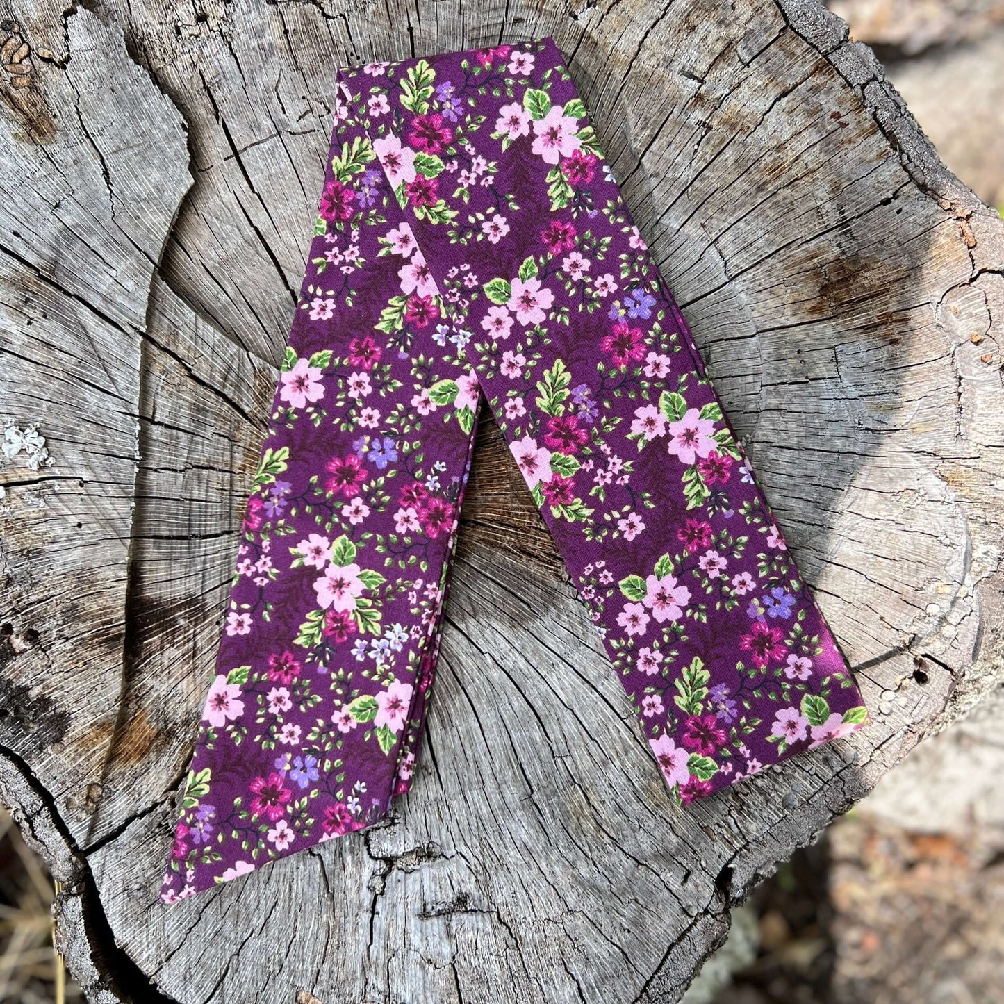 purse scarf in purple floral