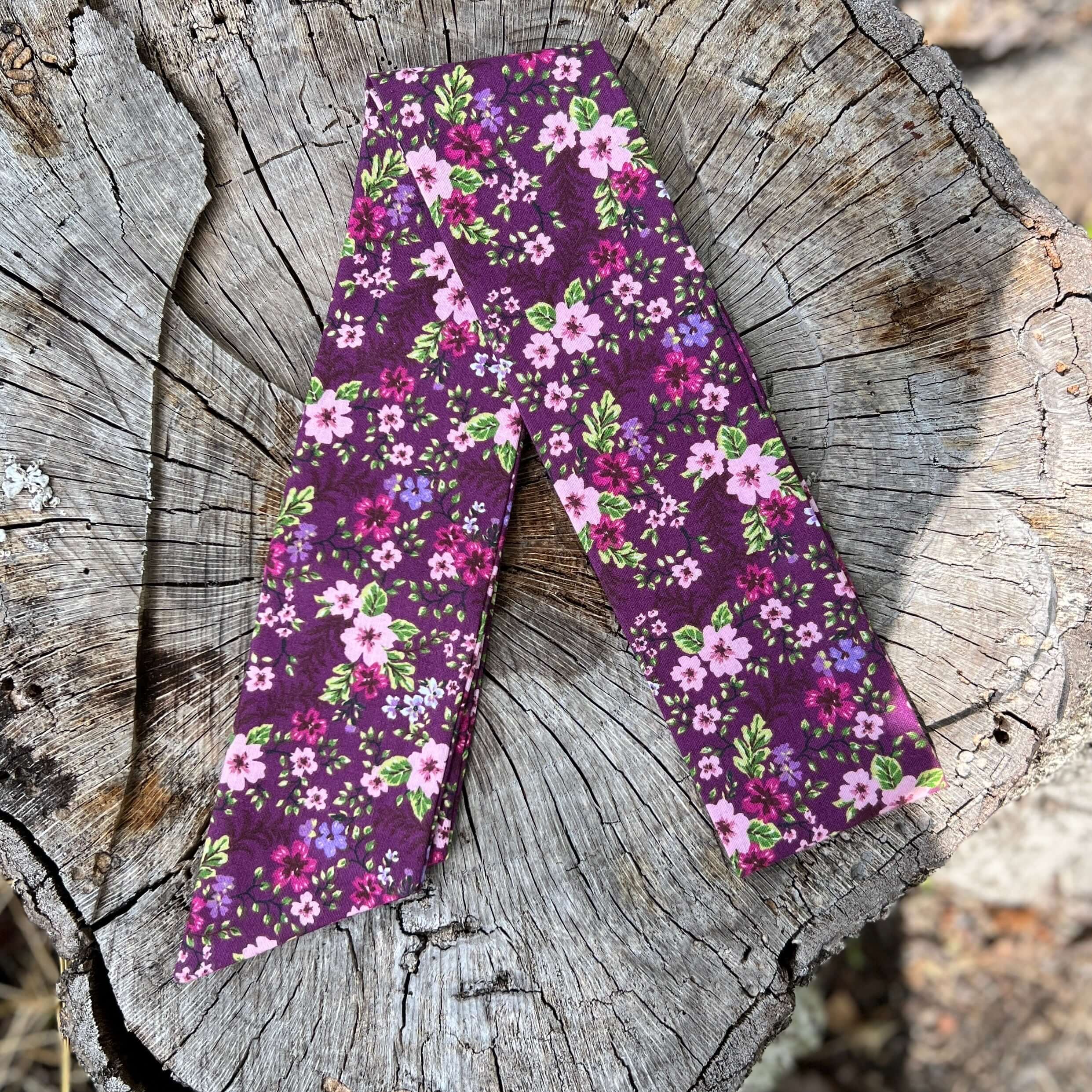 Slim Floral purse Scarf - Purple Floral