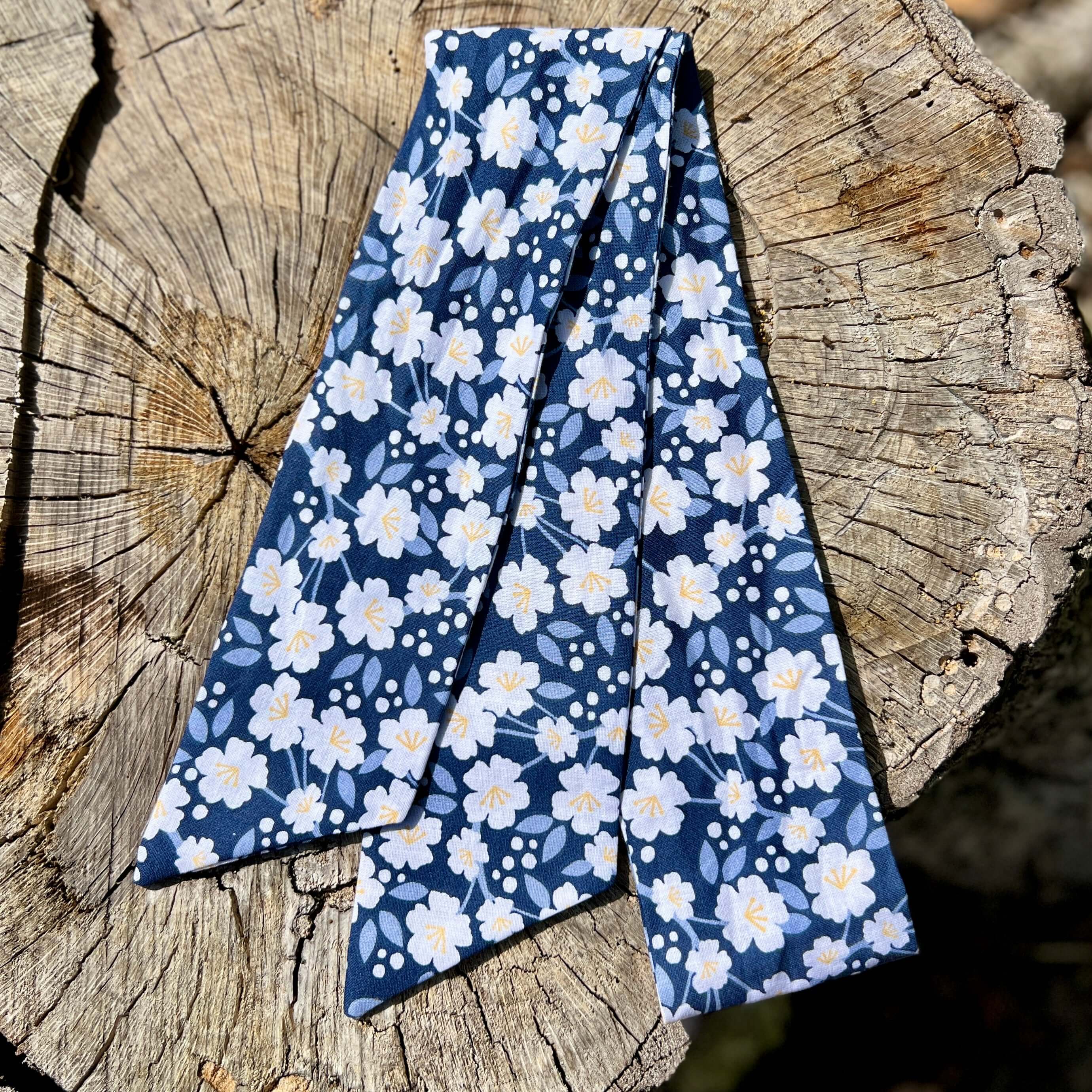 Slim Floral Scarf - Blue and White Floral