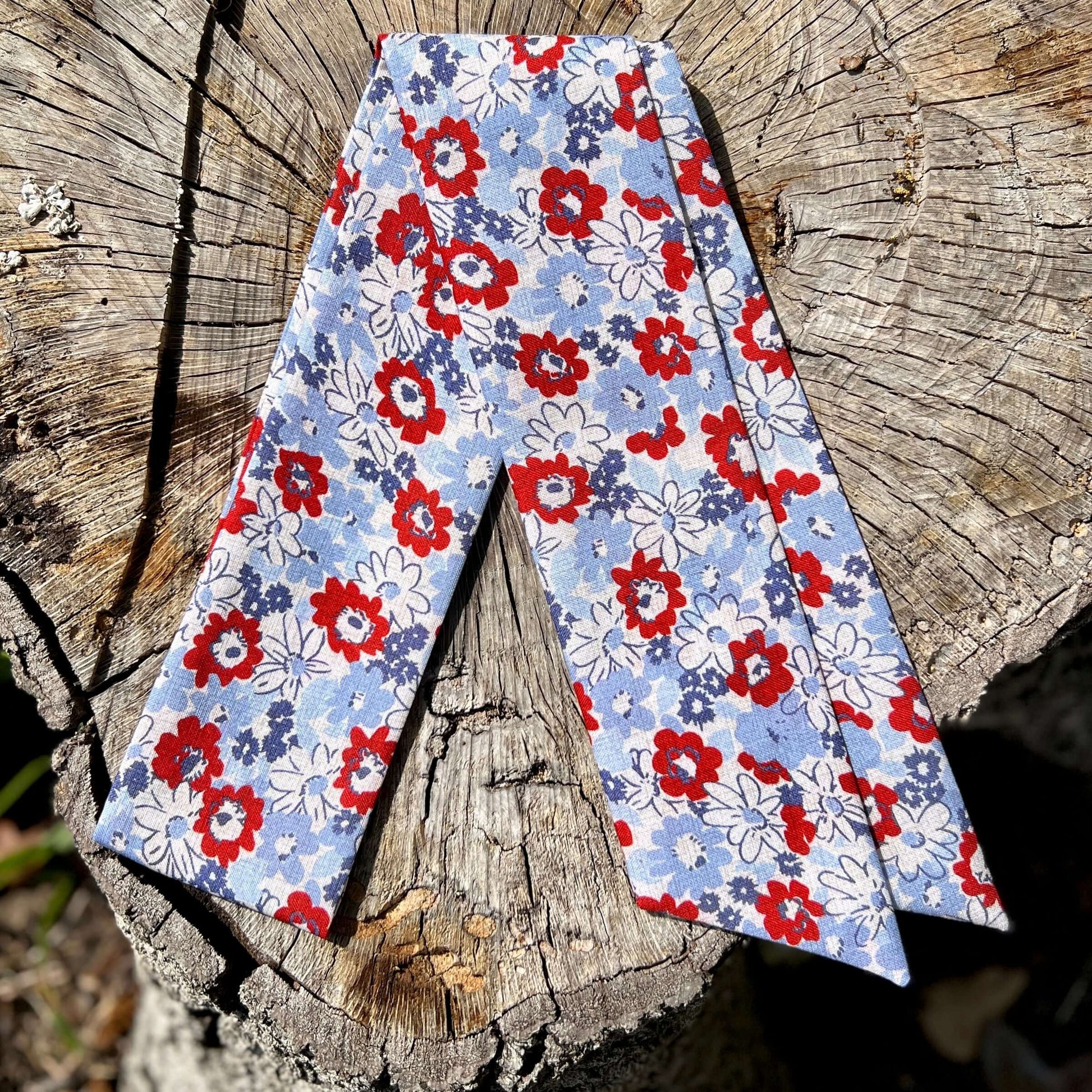 Slim Floral Scarf - Red and Blue Floral