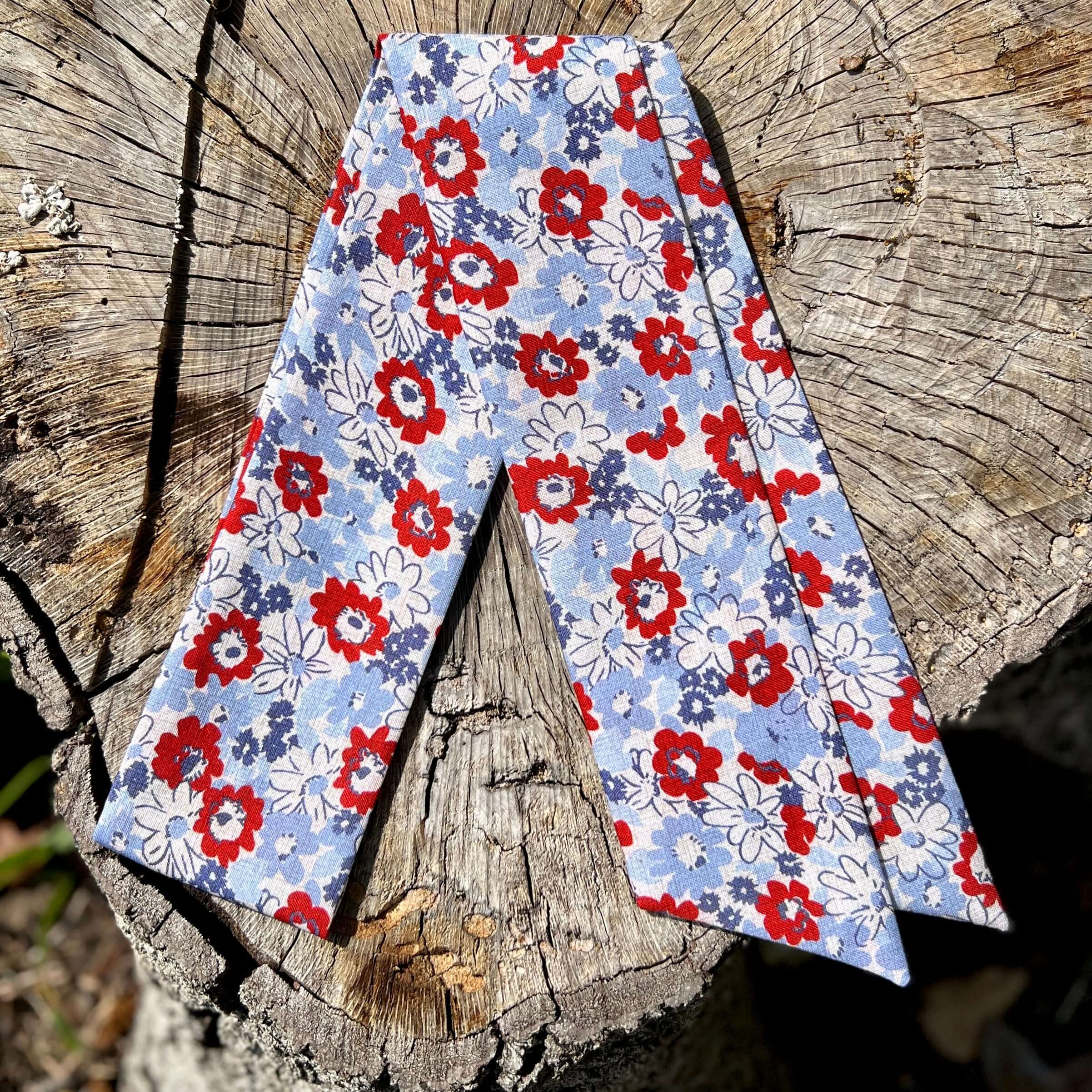 Slim Floral Scarf - Red and Blue Floral