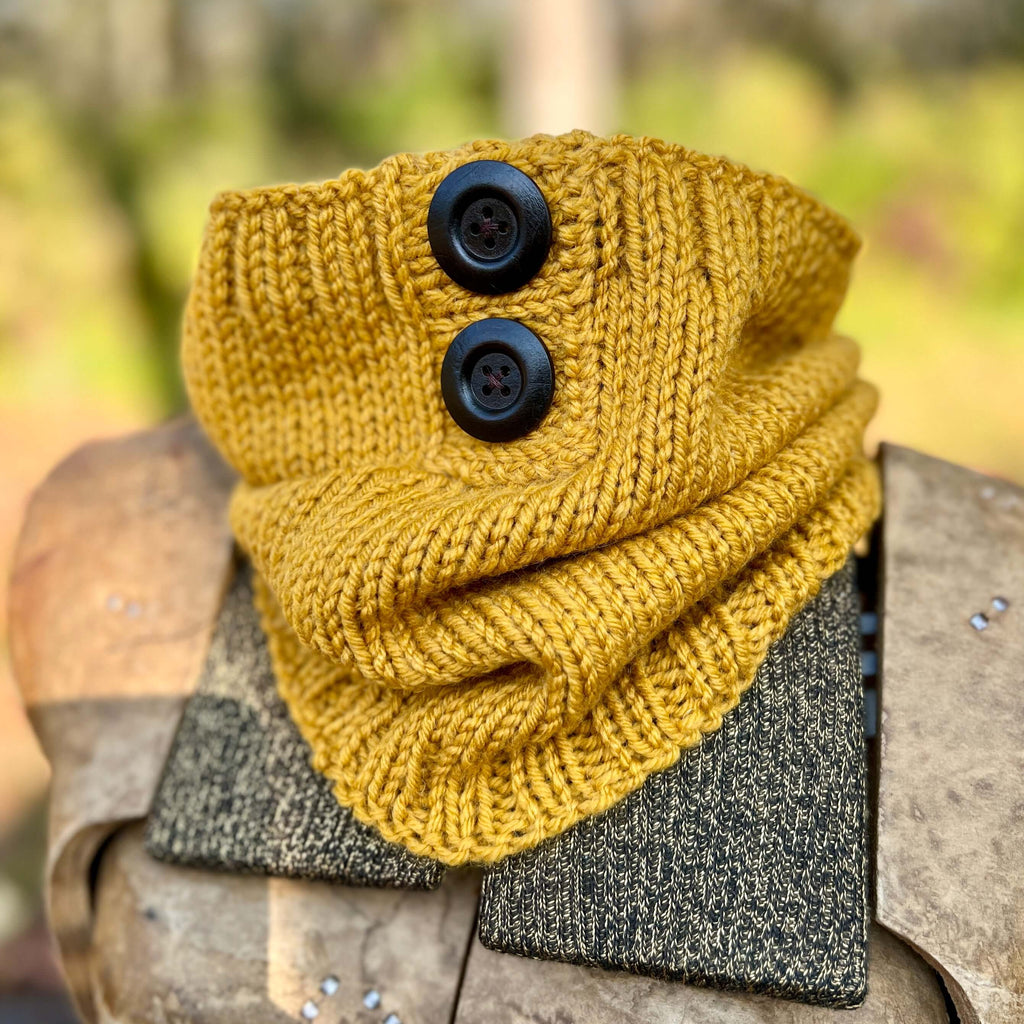 mustard yellow knit neck gaitor