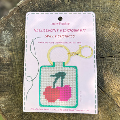needlepoint keychain kit with cherry