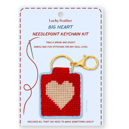 needlepoint keychain kit with red heart