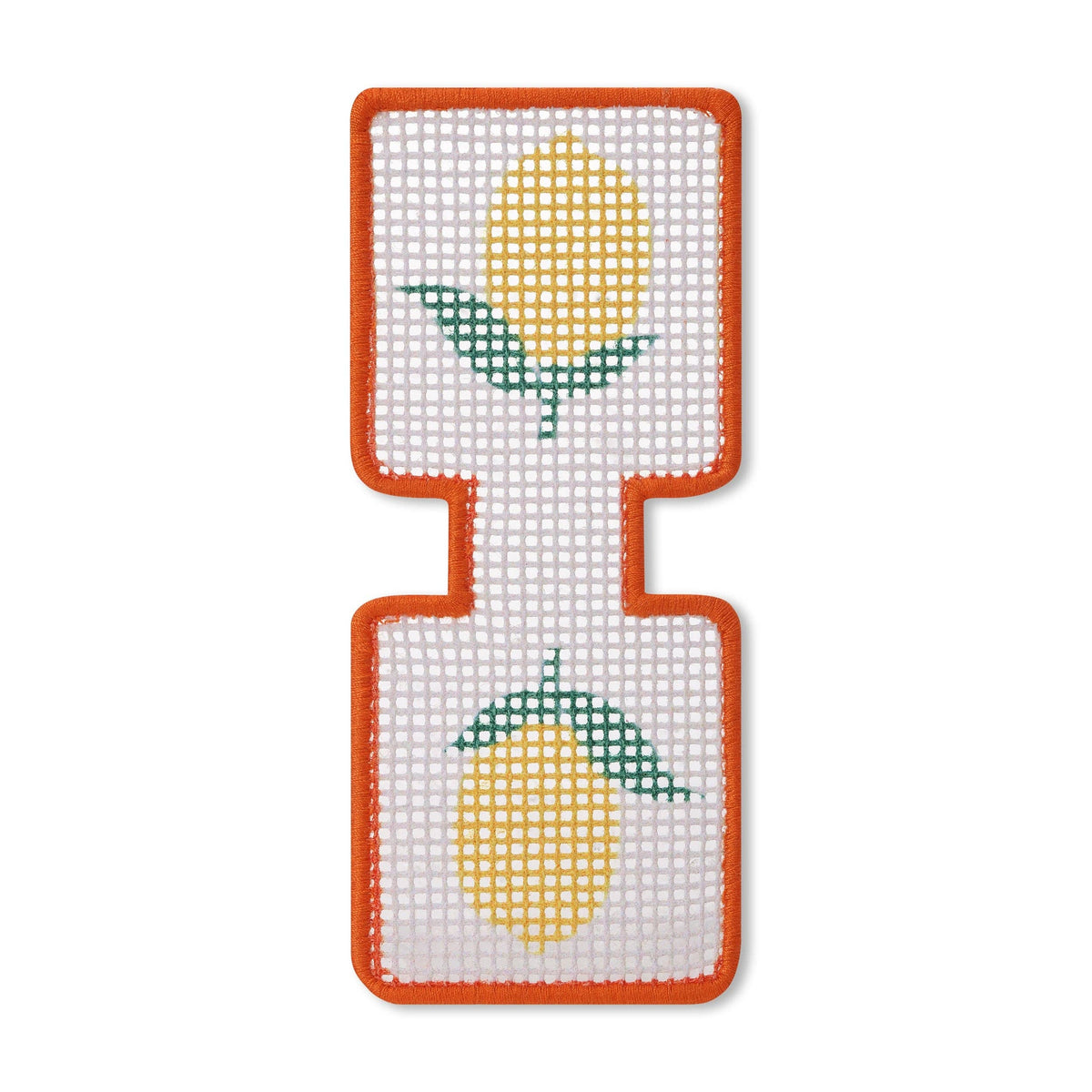 needlepoint keychain kit with yellow lemon detail
