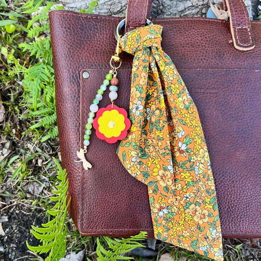 purse Scarf - Retro Floral Orange