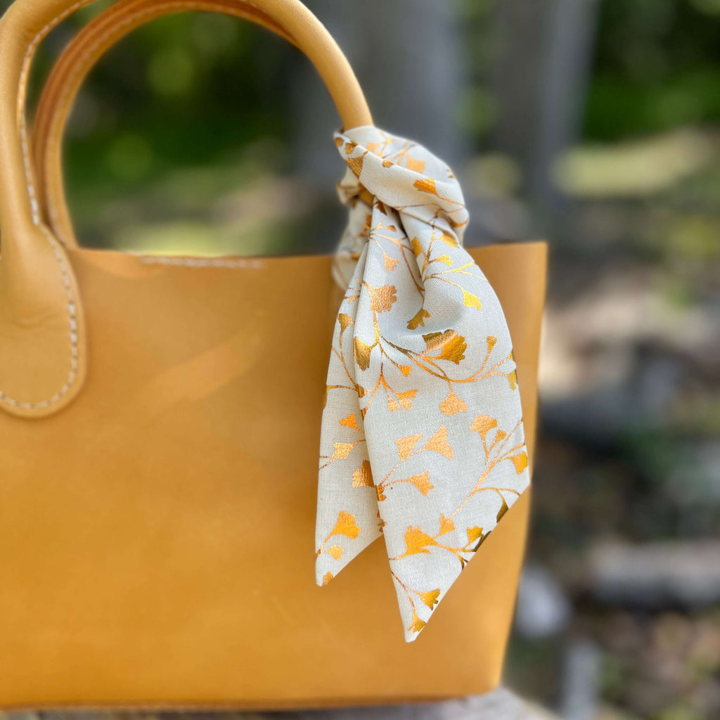 purse Scarf - Orange Metallic Leaves