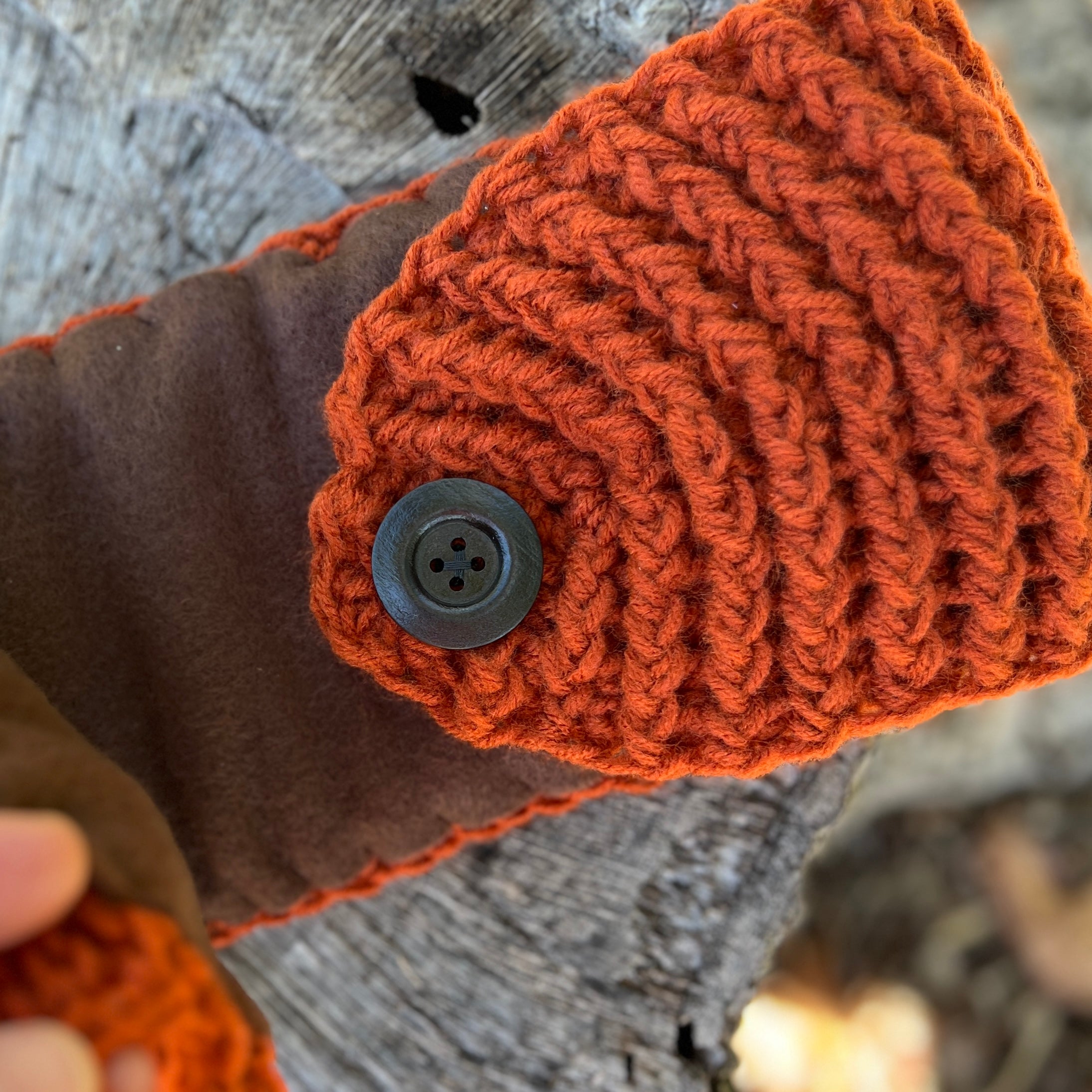closeup of winter headband with fleece lining