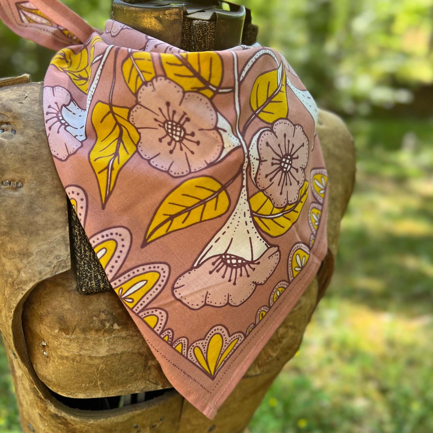 pink floral cotton bandana scarf