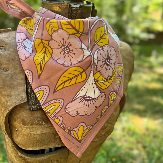 pink floral cotton bandana scarf