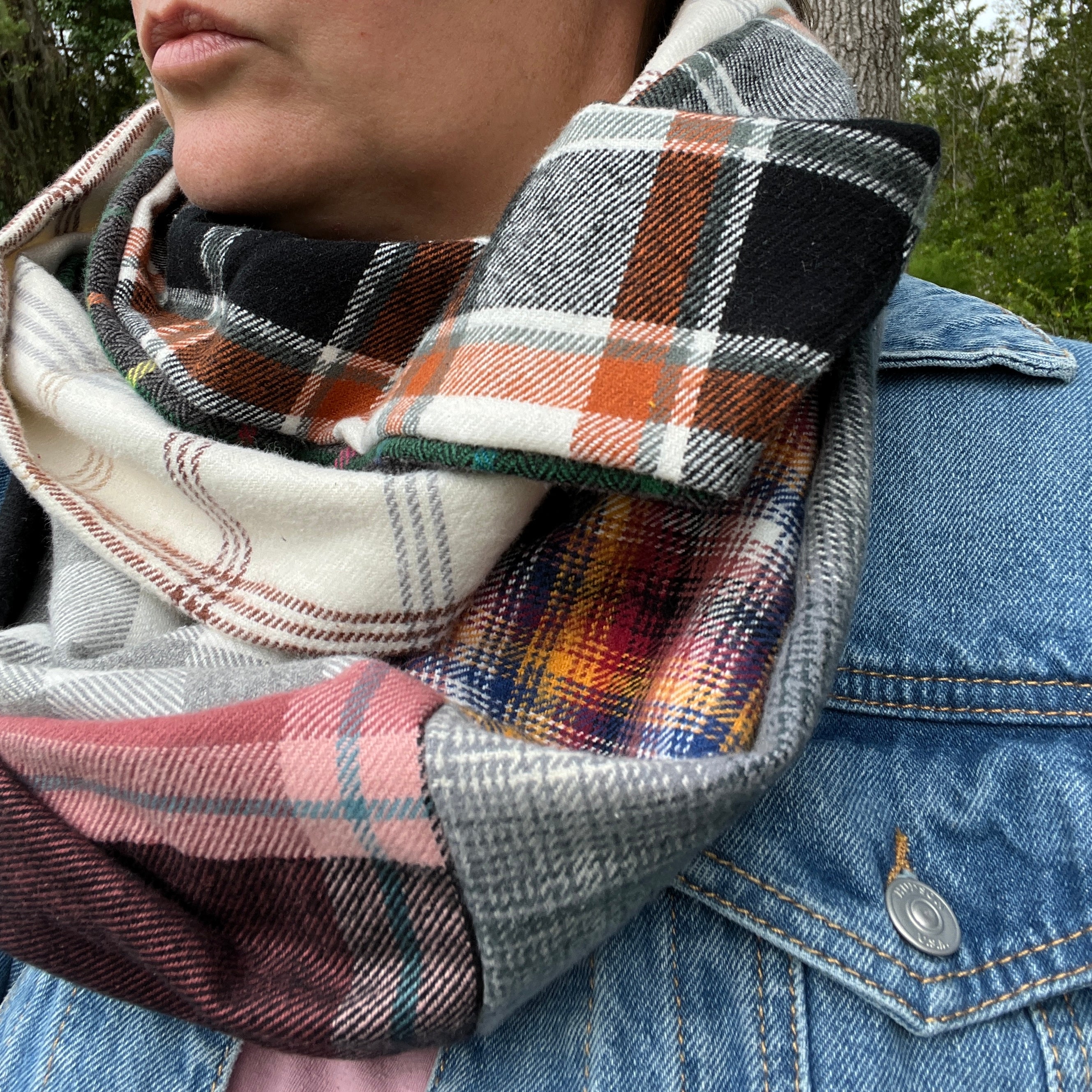plaid flannel patchwork scarf
