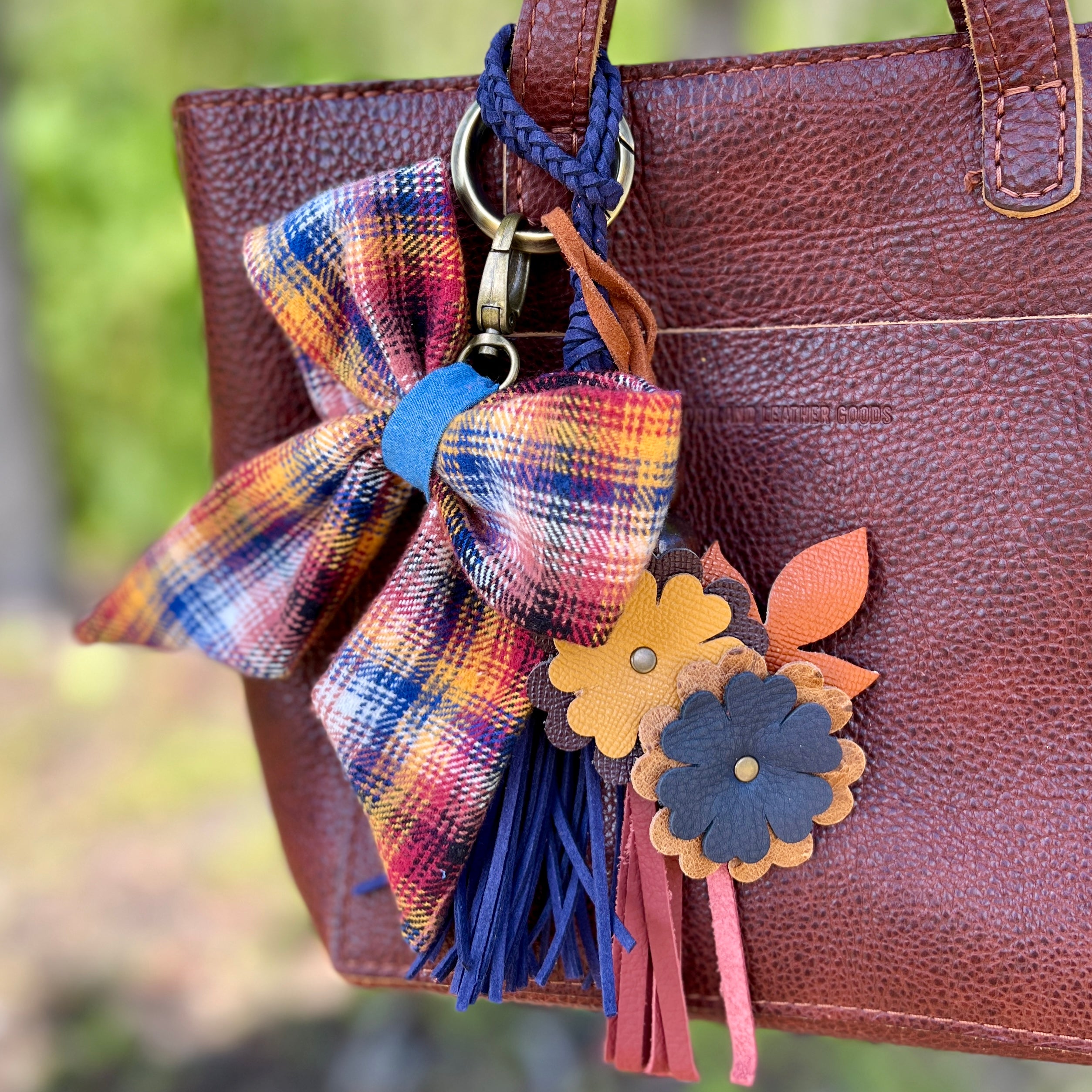 fall plaid flannel bow charm