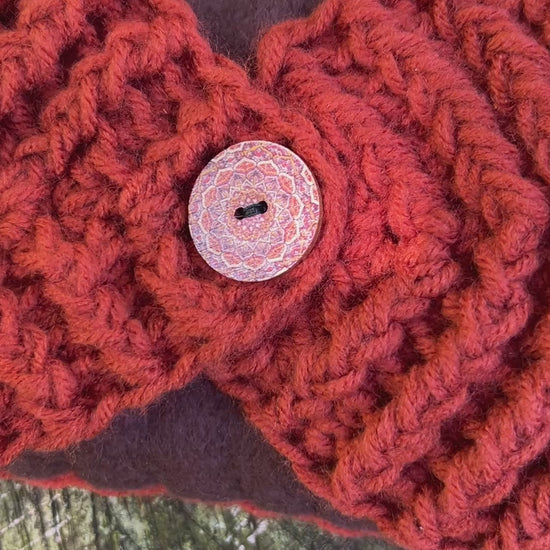 chunky knit deep orange winter headband