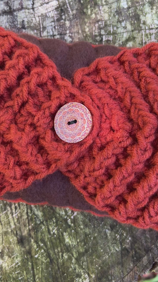 chunky knit deep orange winter headband