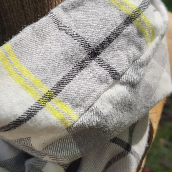 black and gray plaid flannel infinity scarf