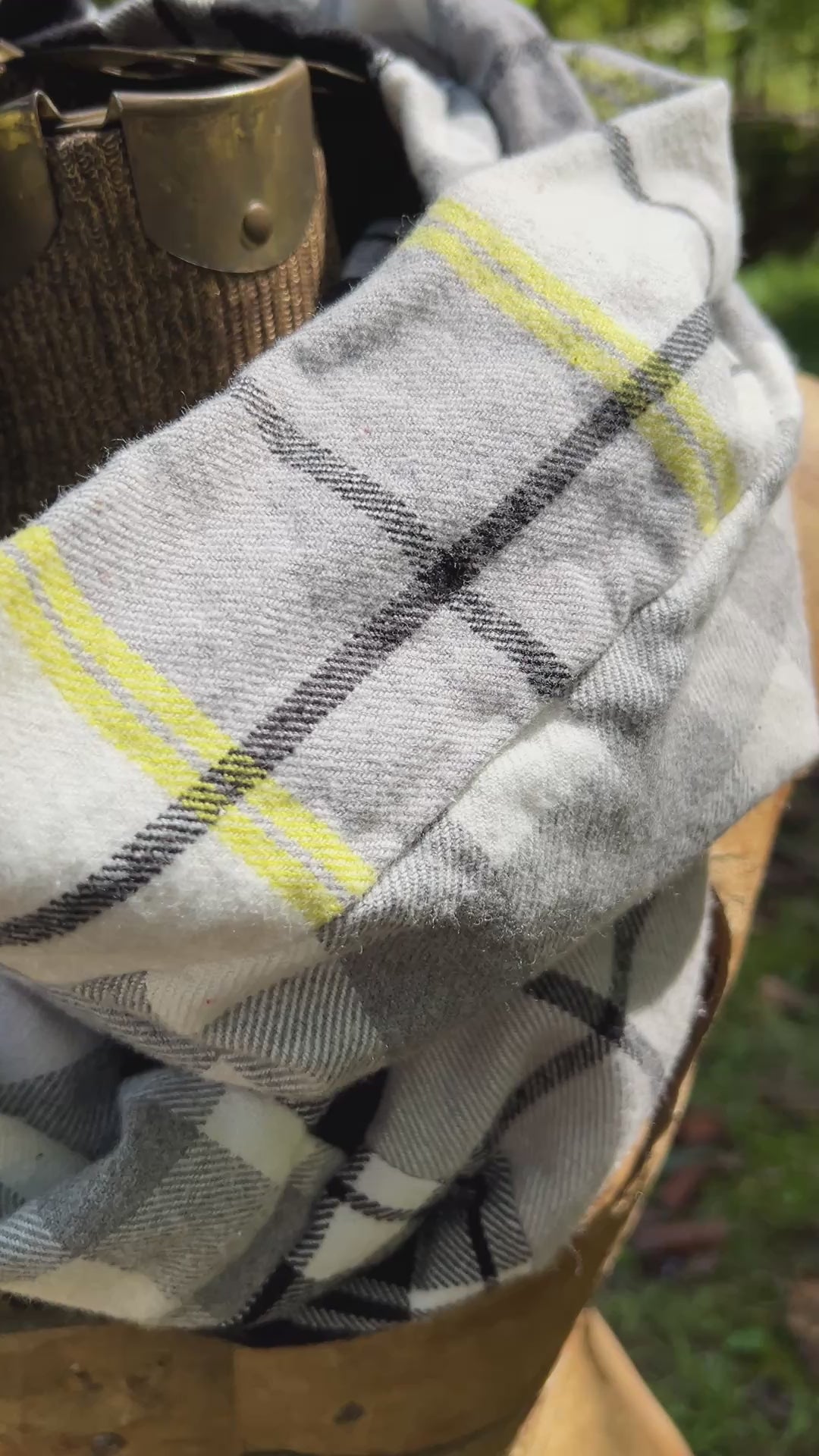 black and gray plaid flannel infinity scarf