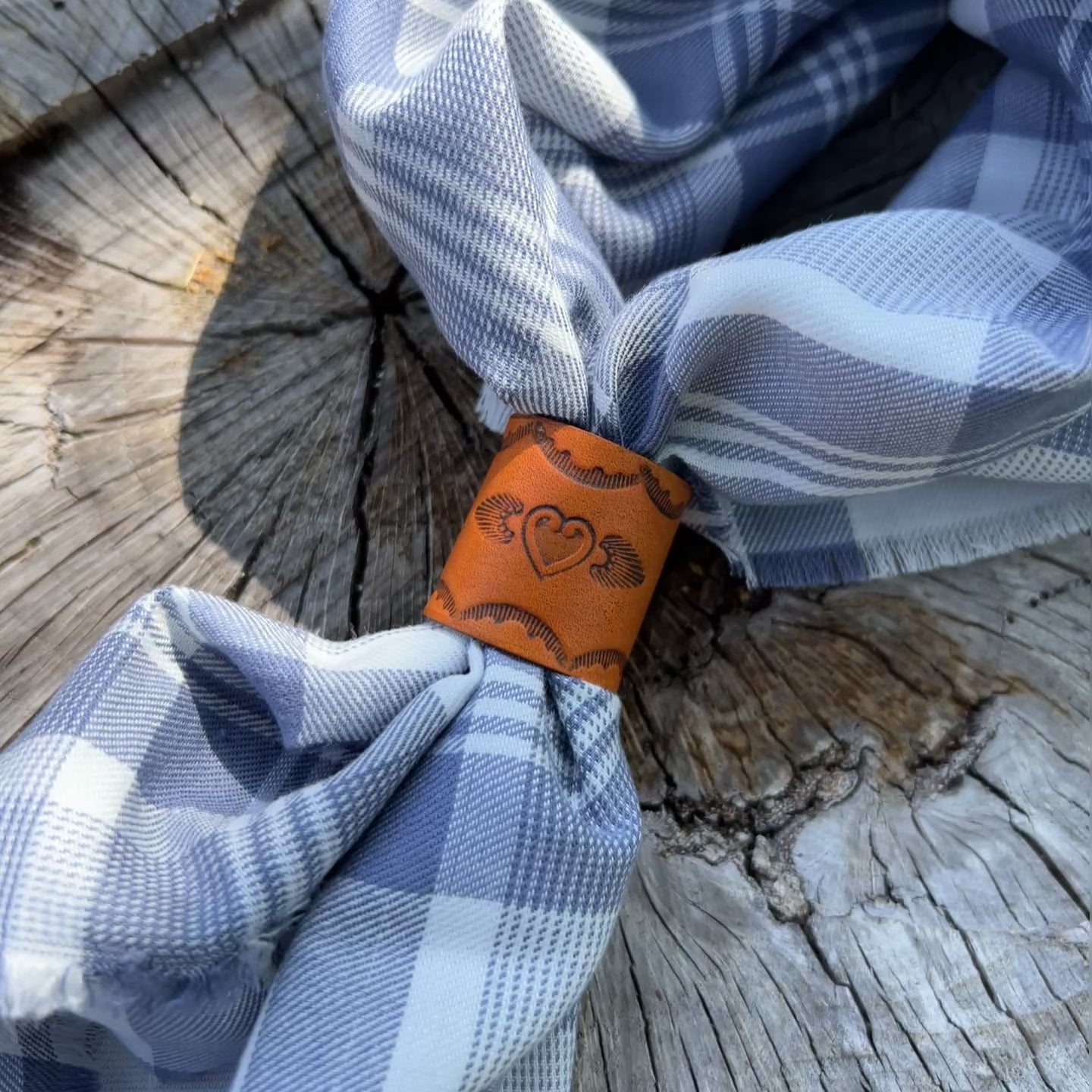 Leather Bandana Slide - Western Heart