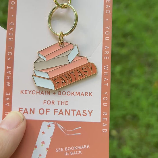 fantasy book lover keychain and bookmark gift set