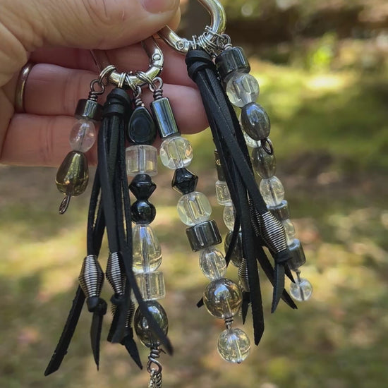 black glass beaded bag charm