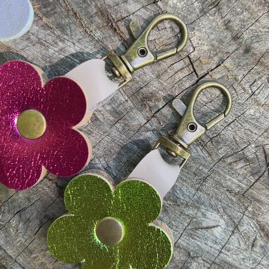 metallic leather flower purse charms on clip