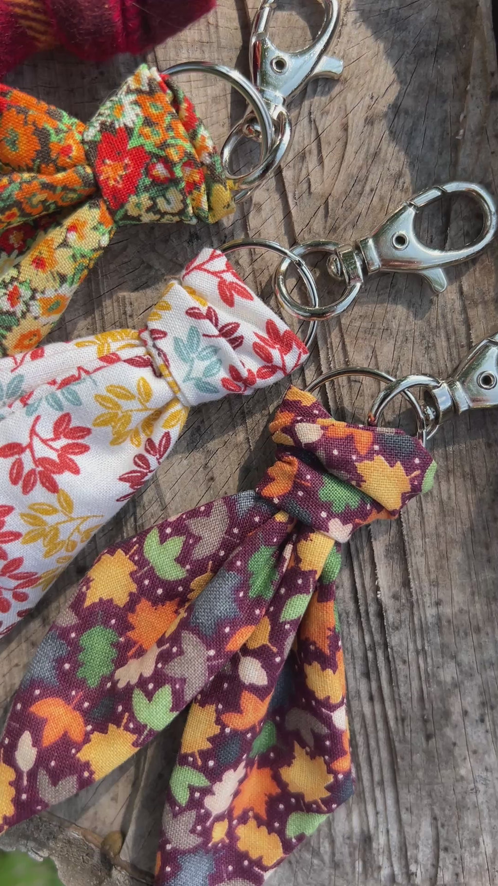 Purse Scarf Mini Key Chain - Orange Fall Plaid