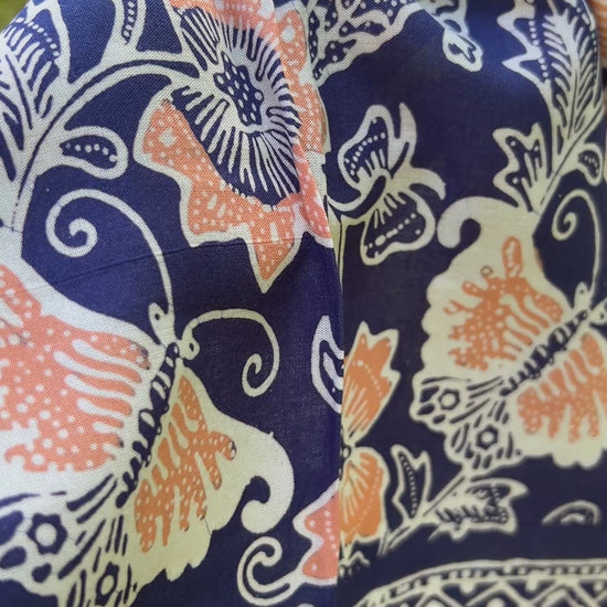 blue floral batik bandana