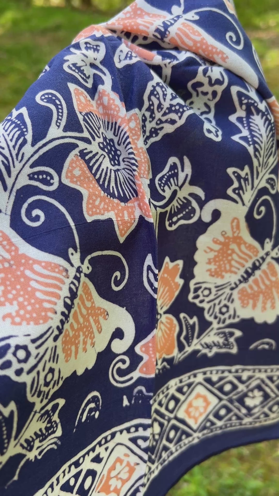 blue floral batik bandana