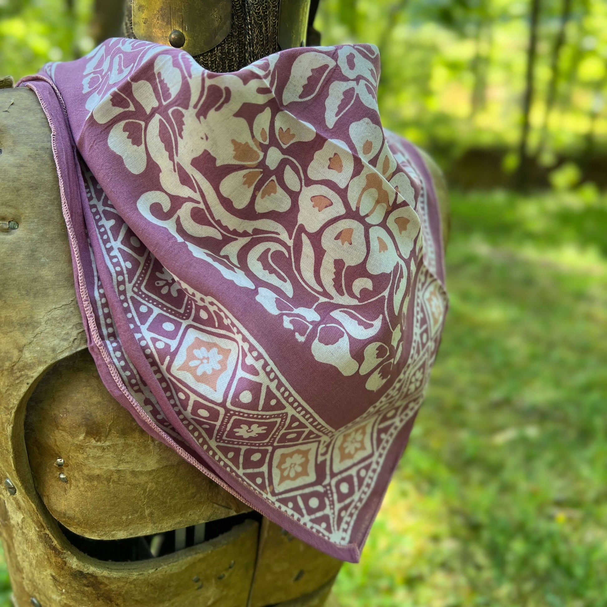 purple floral batik bandana