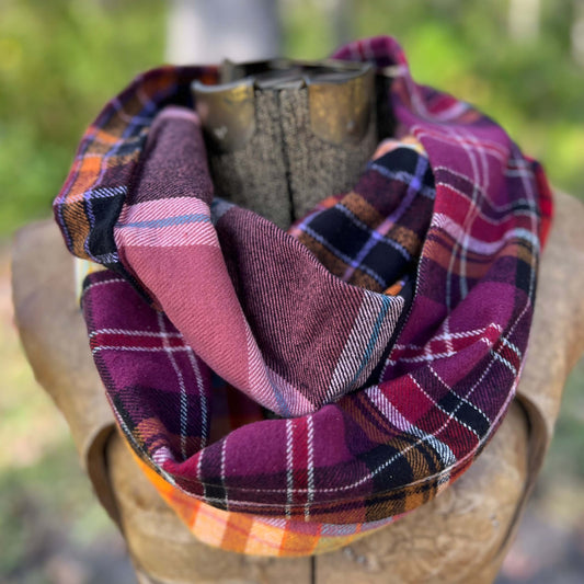 purple plaid patchwork scarf