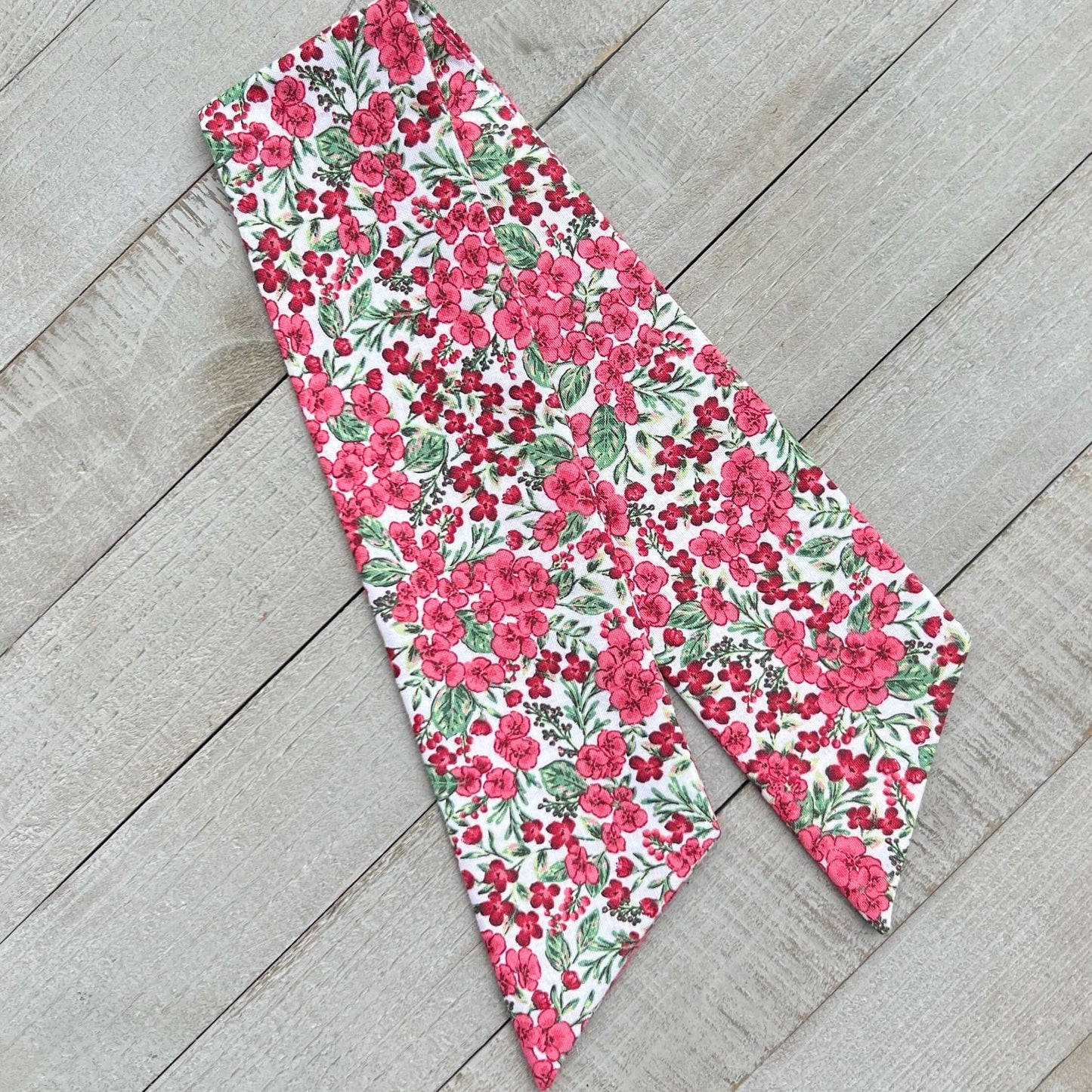 purse scarf in red and pink floral