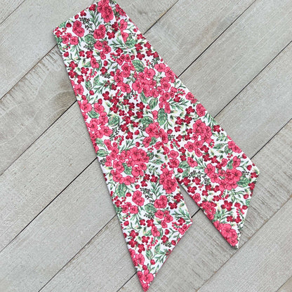 purse scarf in red and pink floral
