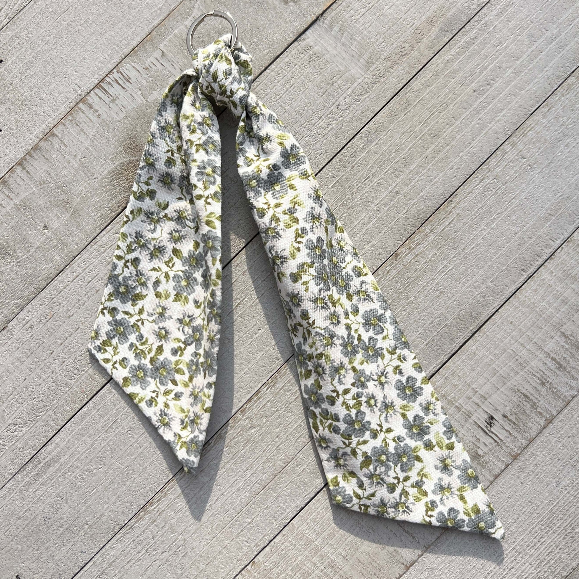 purse scarf key chain blue and green periwinkle floral