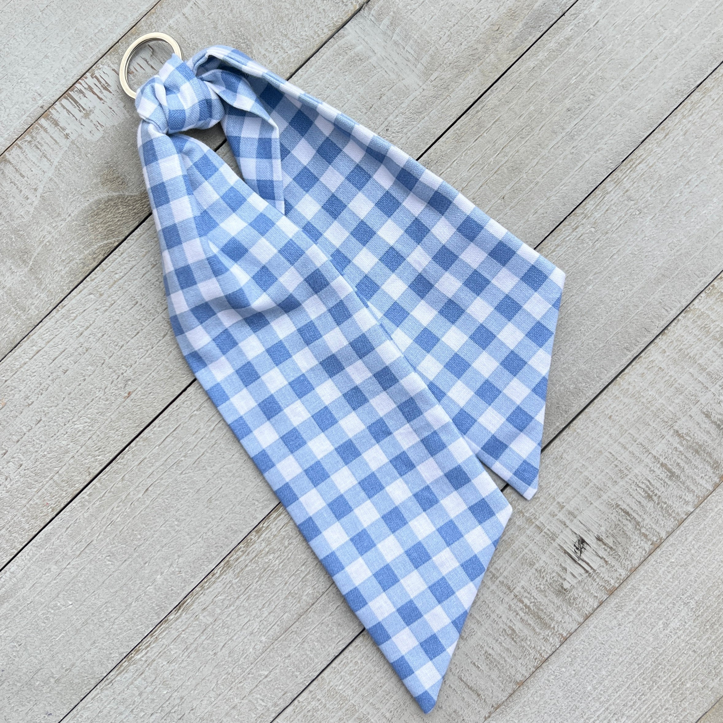 purse scarf key chain blue gingham