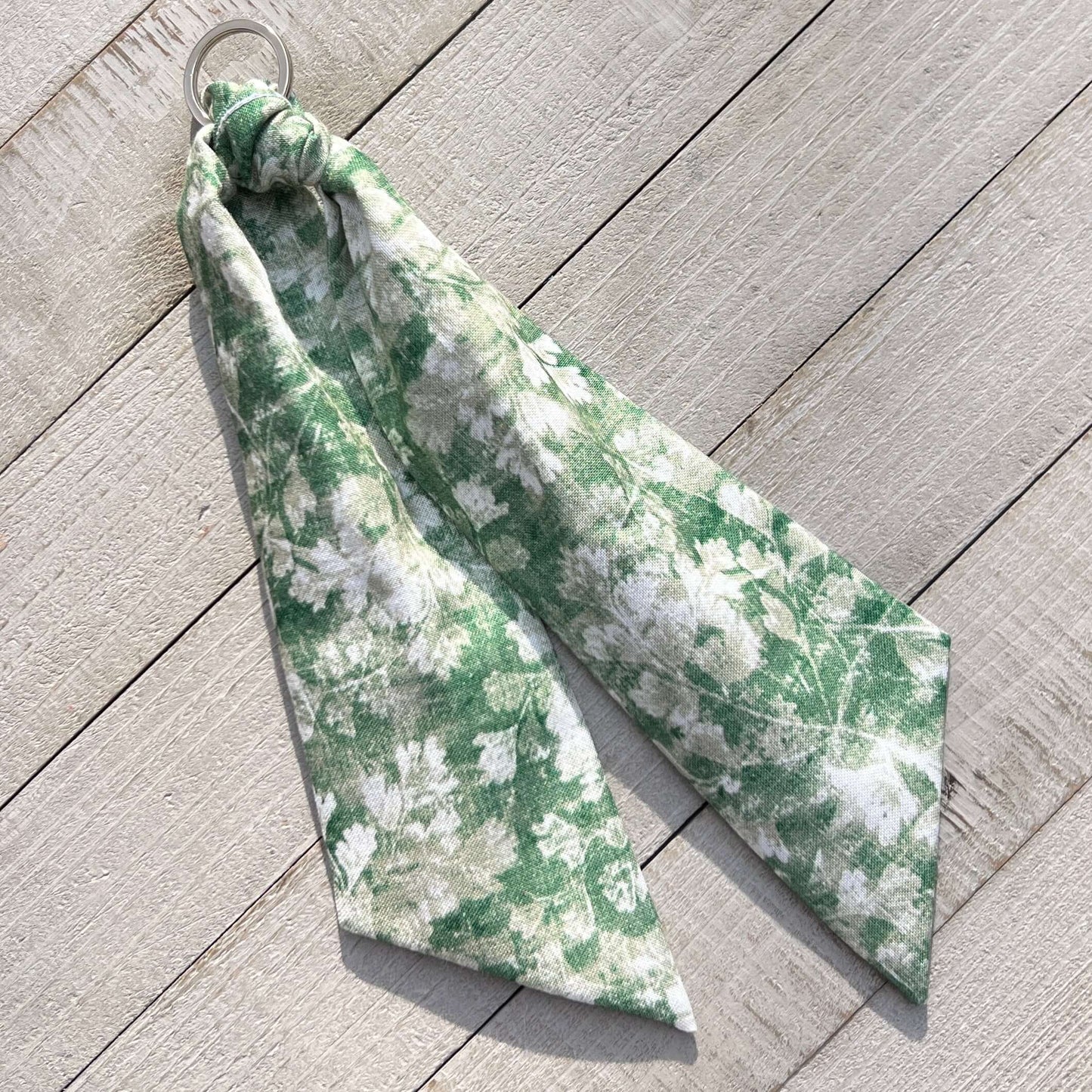 purse scarf key chain green leaf