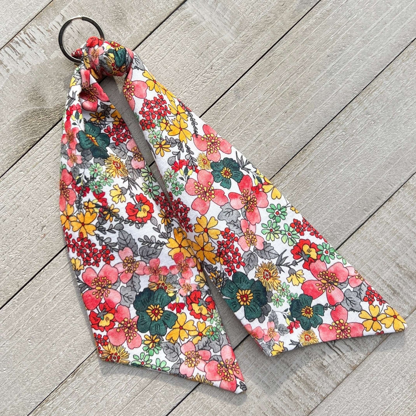 purse scarf key chain pink retro floral