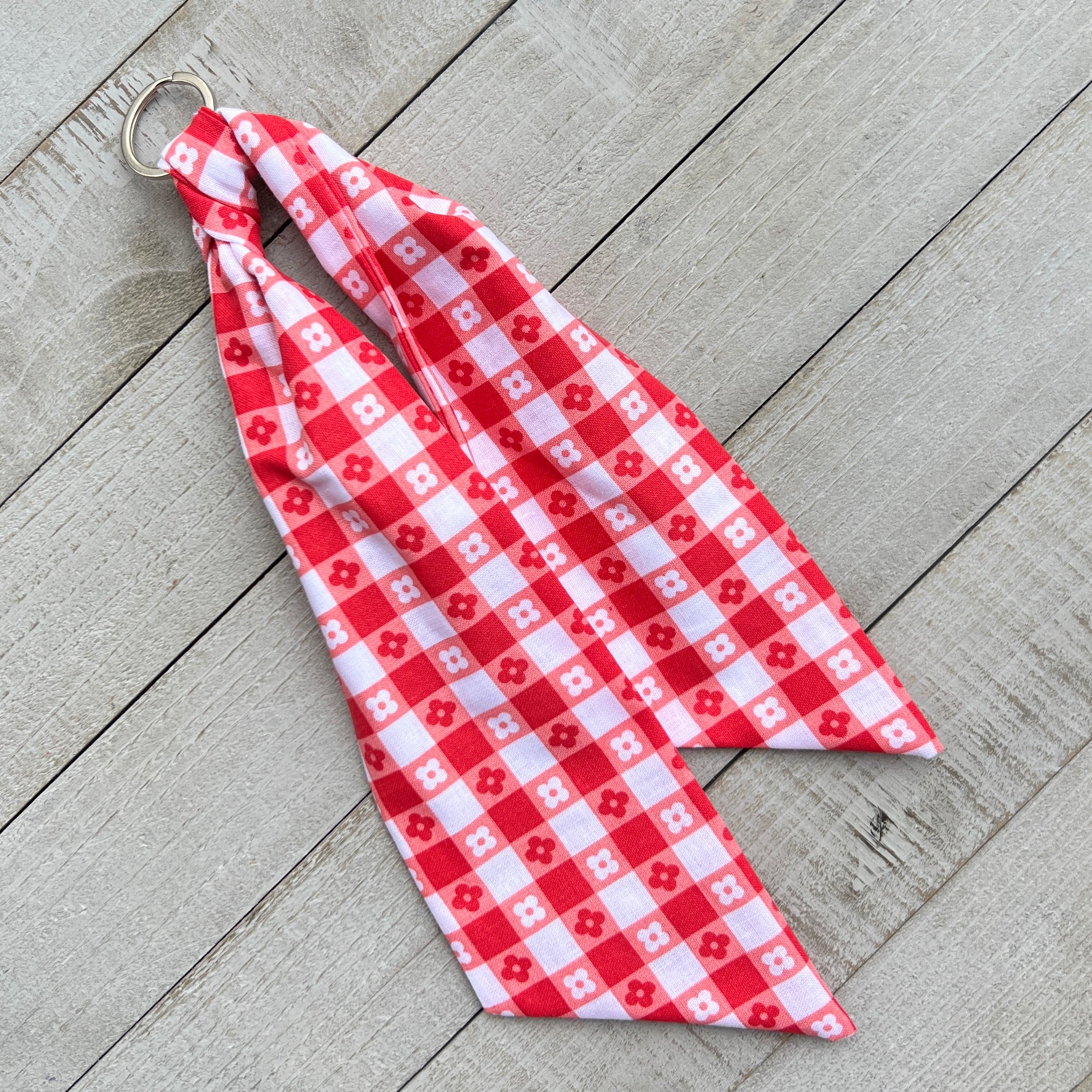 purse scarf key chain red gingham